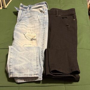 American Eagle Outfitters Black and Light Blue Skinny Jeans